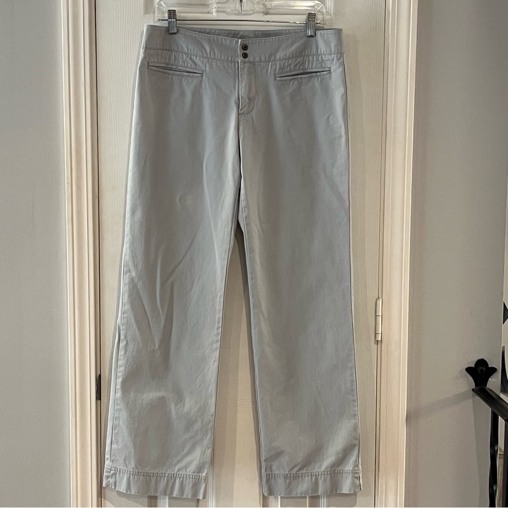American Eagle Outfitters Bluish Gray Straight Leg Trouser Jetted Pockets Size 8